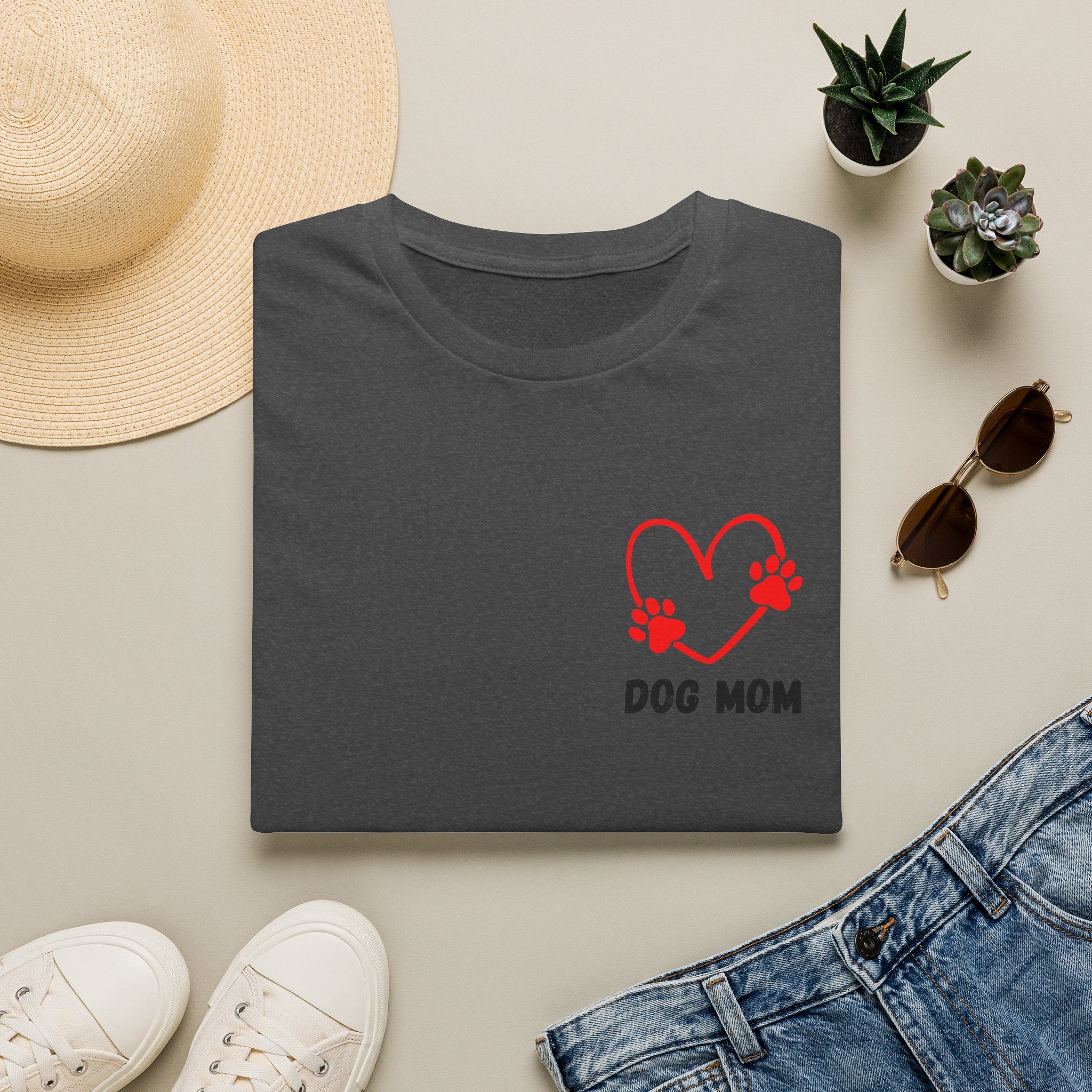 Dog Mom T‑Shirt — Heart Paw Print Tee for Pet Lovers