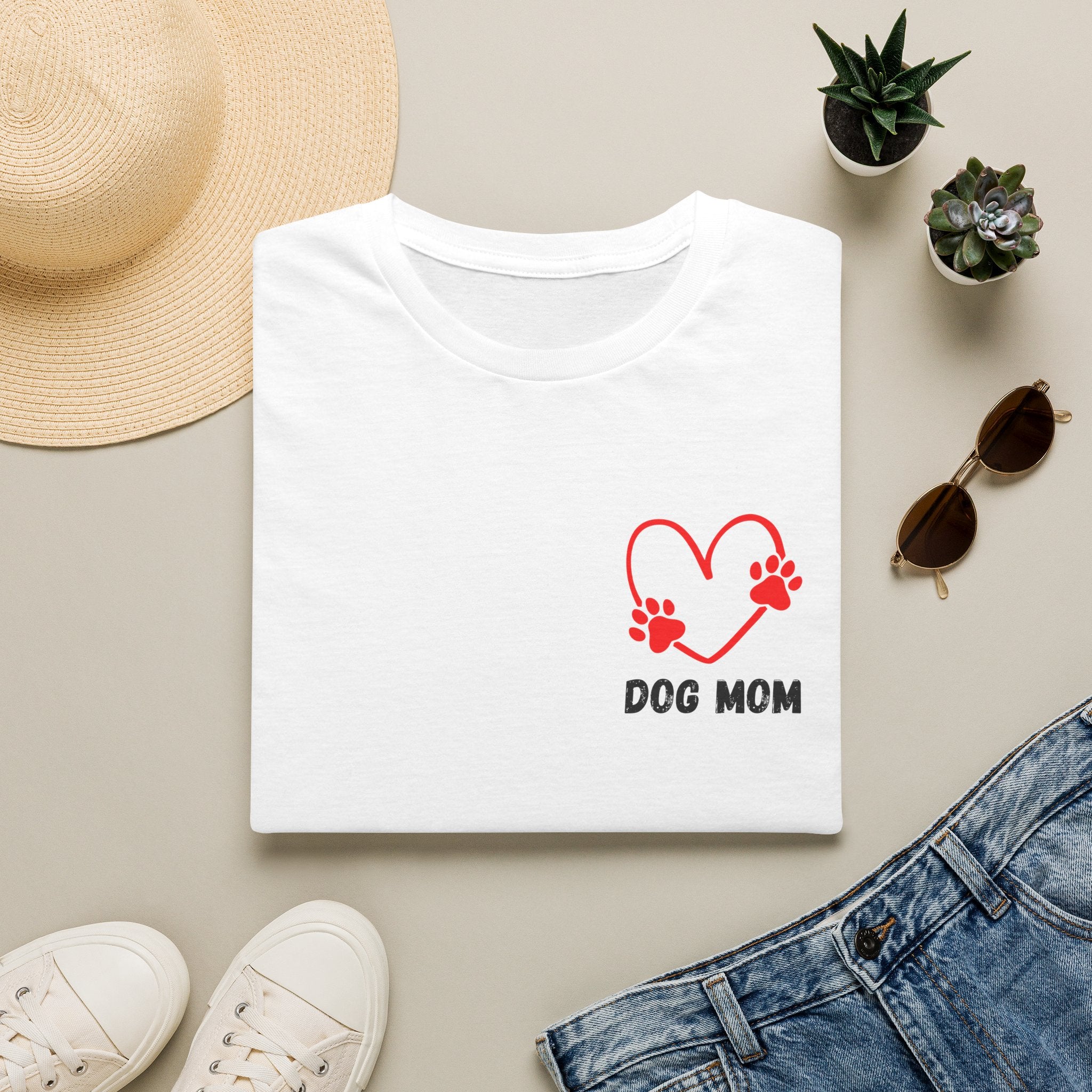 Dog Mom T‑Shirt — Heart Paw Print Tee for Pet Lovers
