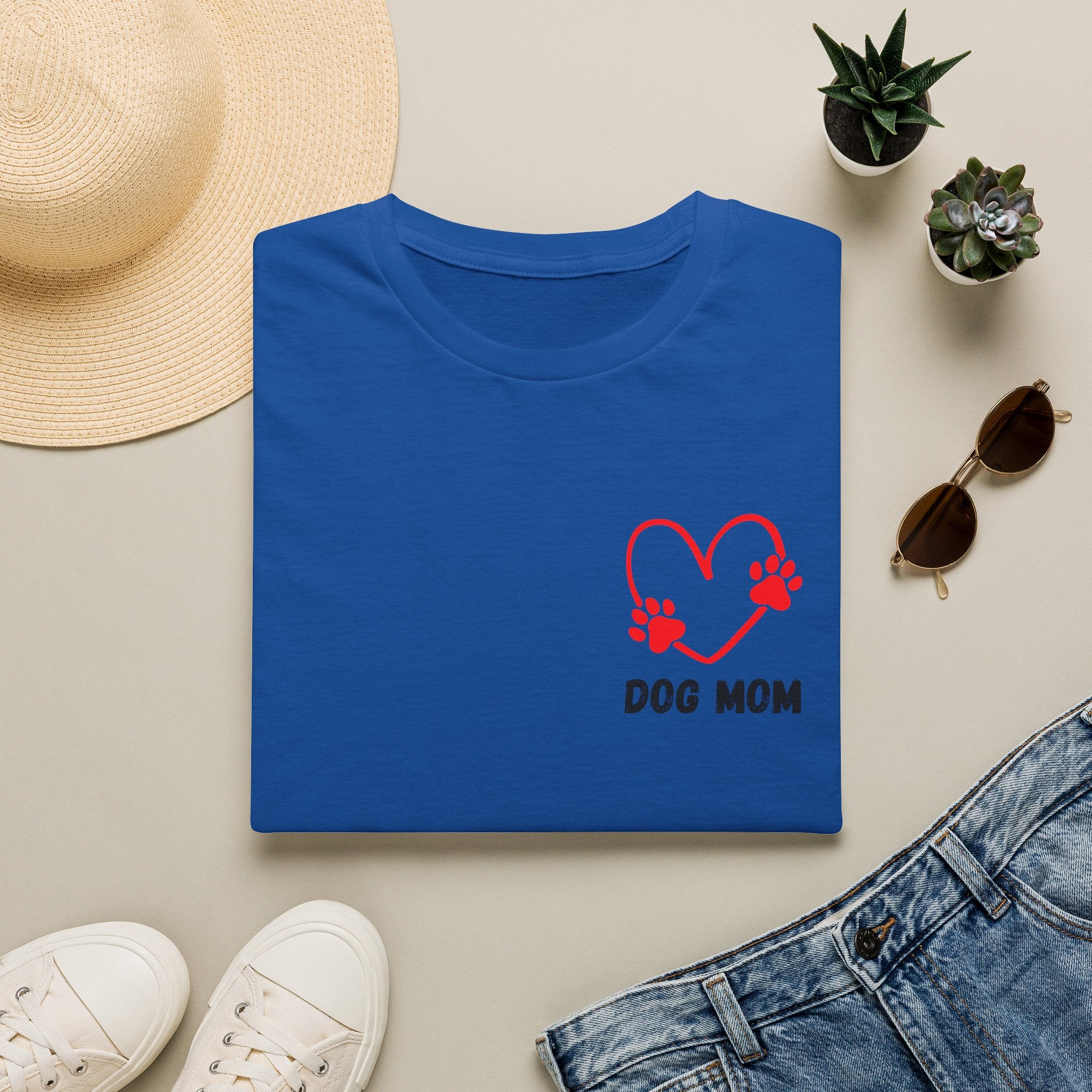 Dog Mom T‑Shirt — Heart Paw Print Tee for Pet Lovers