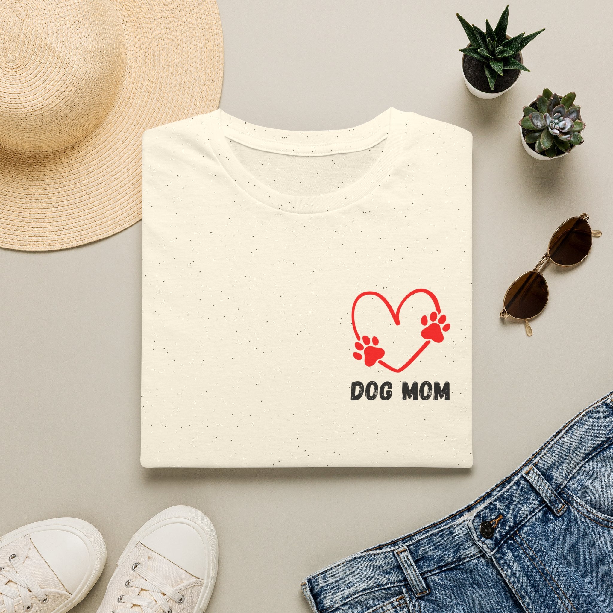 Dog Mom T‑Shirt — Heart Paw Print Tee for Pet Lovers