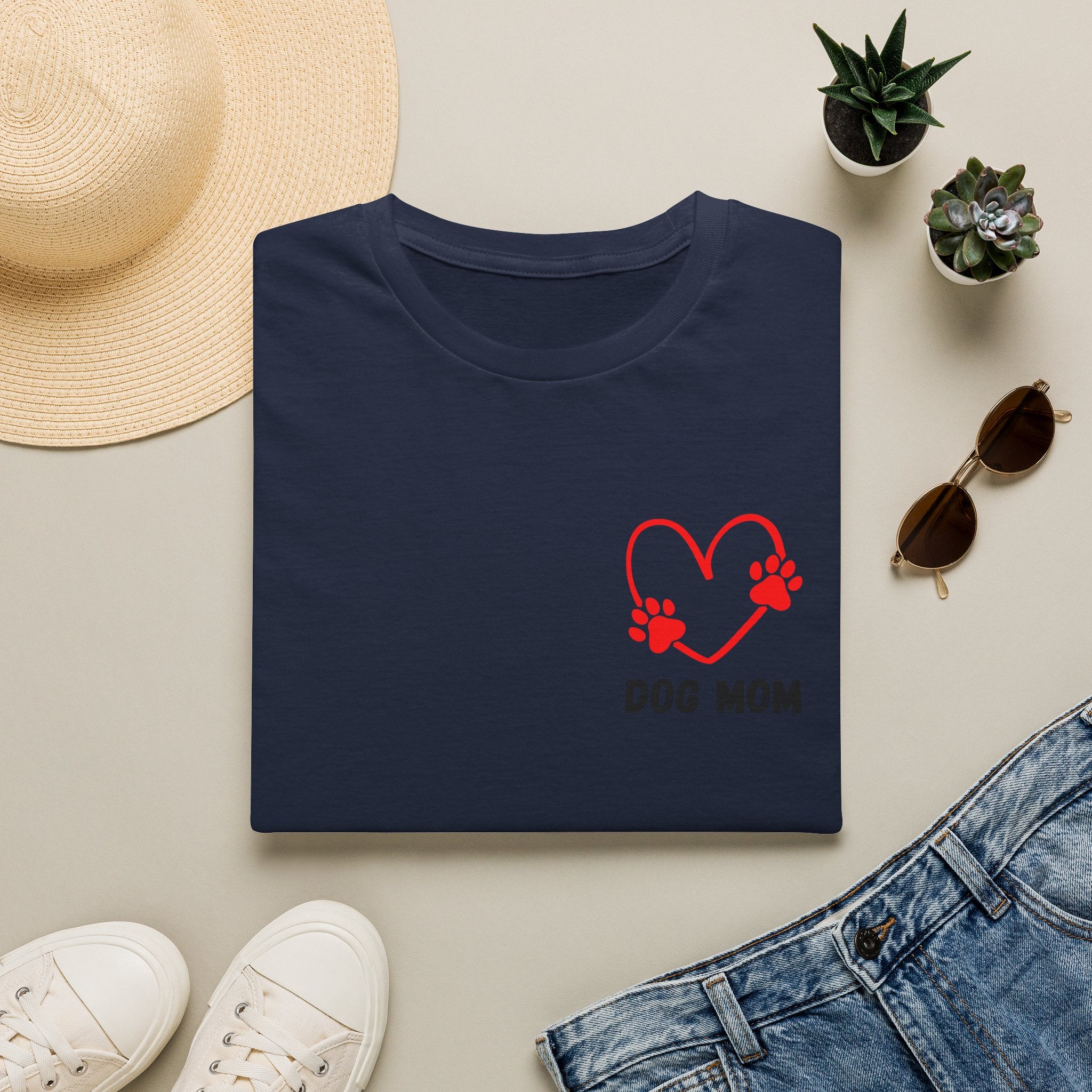 Dog Mom T‑Shirt — Heart Paw Print Tee for Pet Lovers