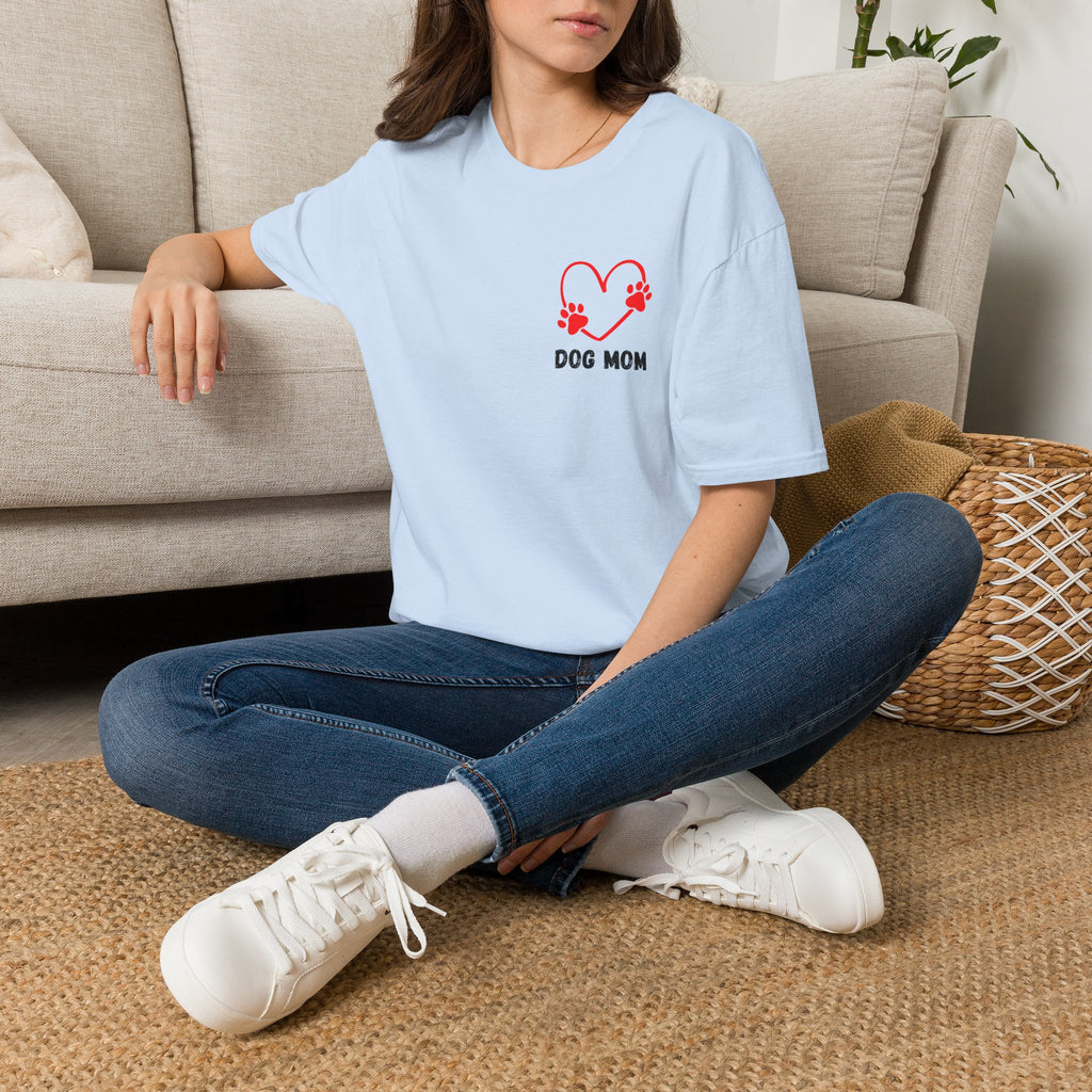 Dog Mom T‑Shirt — Heart Paw Print Tee for Pet Lovers