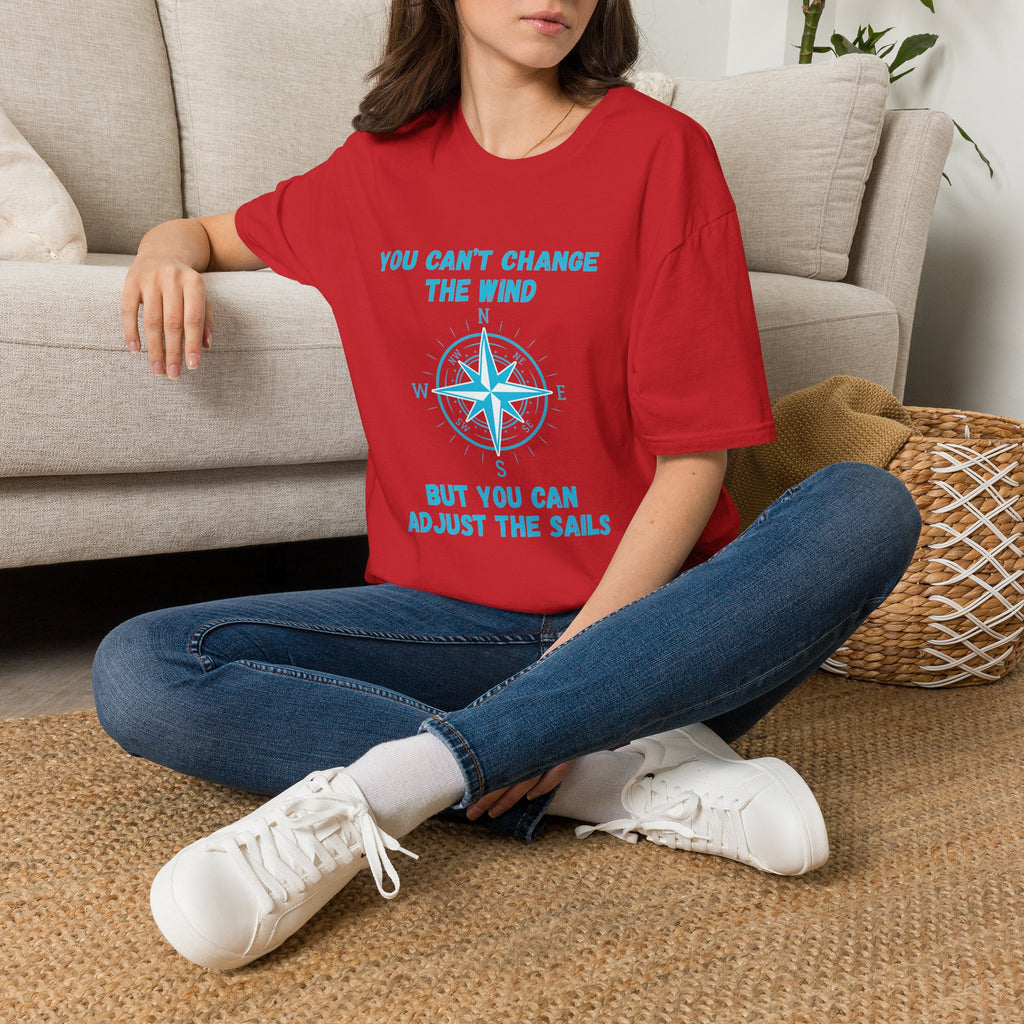 Compass Quote T-Shirt — "You Can't Change the Wind" Motivational Tee