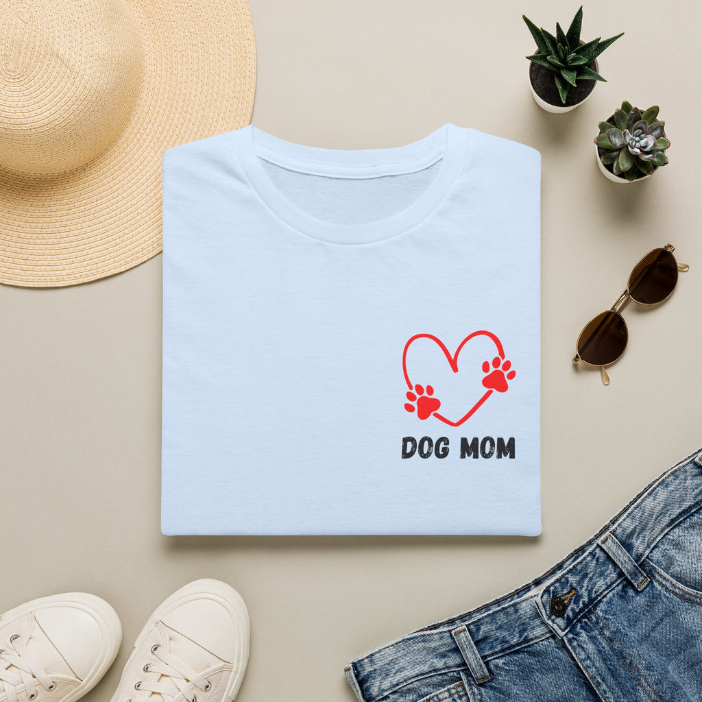 Dog Mom T‑Shirt — Heart Paw Print Tee for Pet Lovers