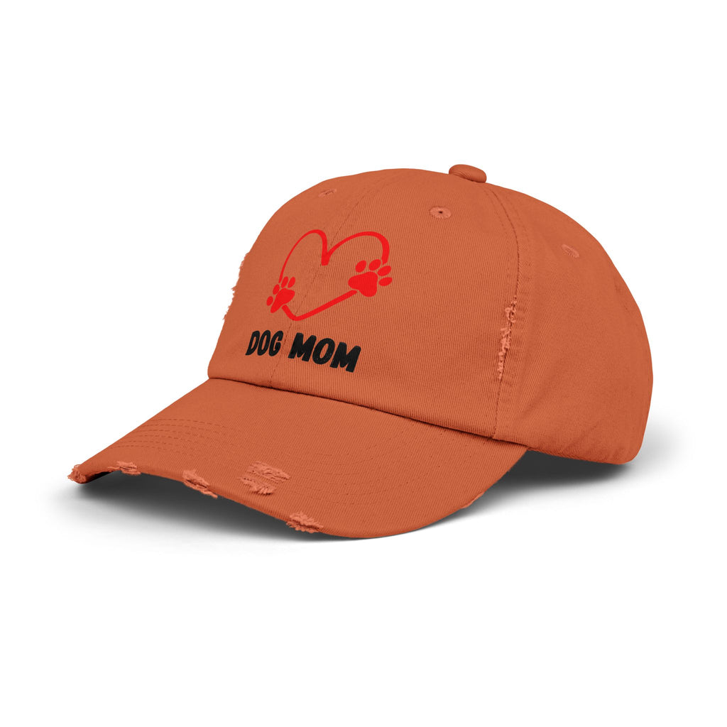Dog Mom Distressed Cap - Heart Paw Baseball Hat
