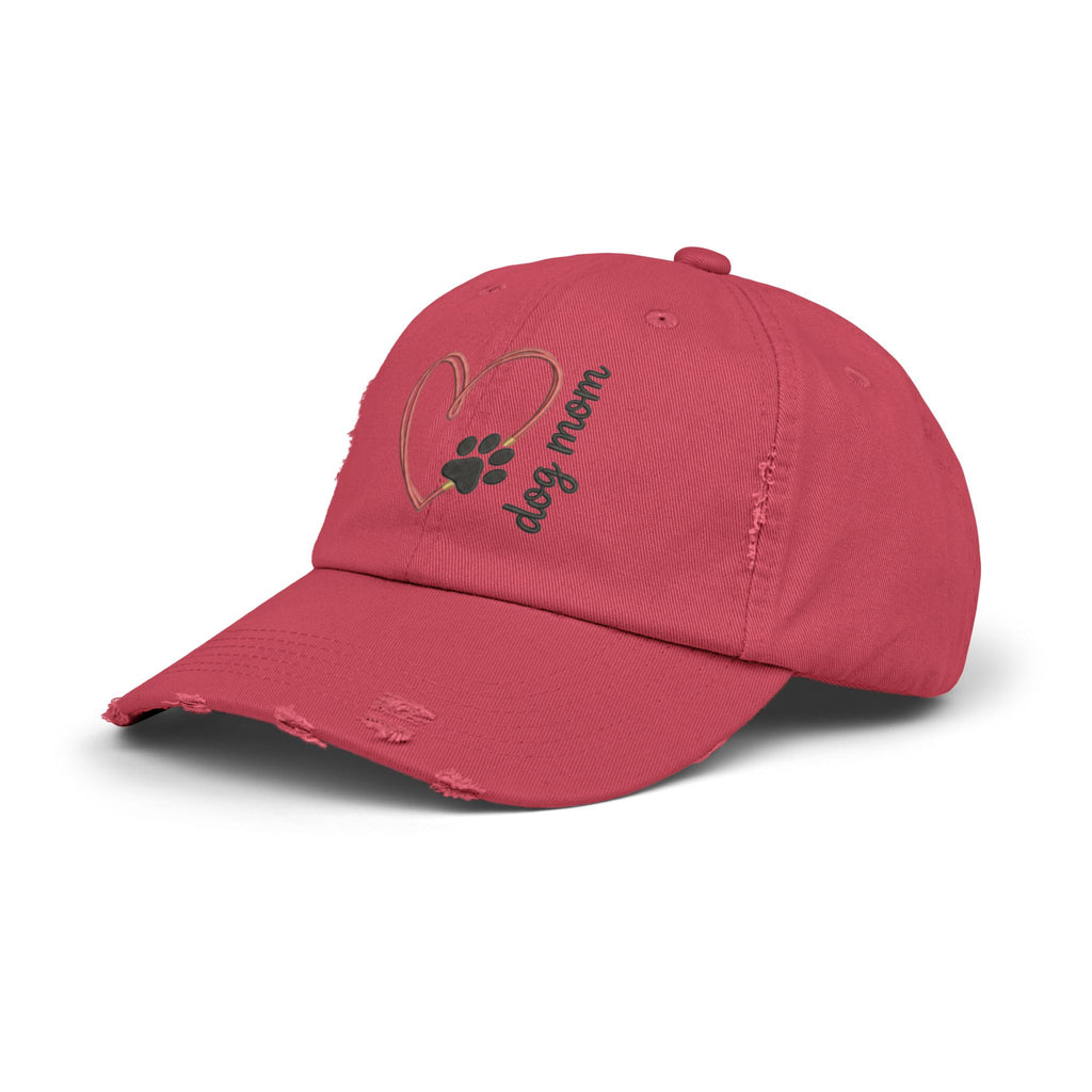 Dog Mom Distressed Cap — Heart & Paw Vintage Baseball Hat