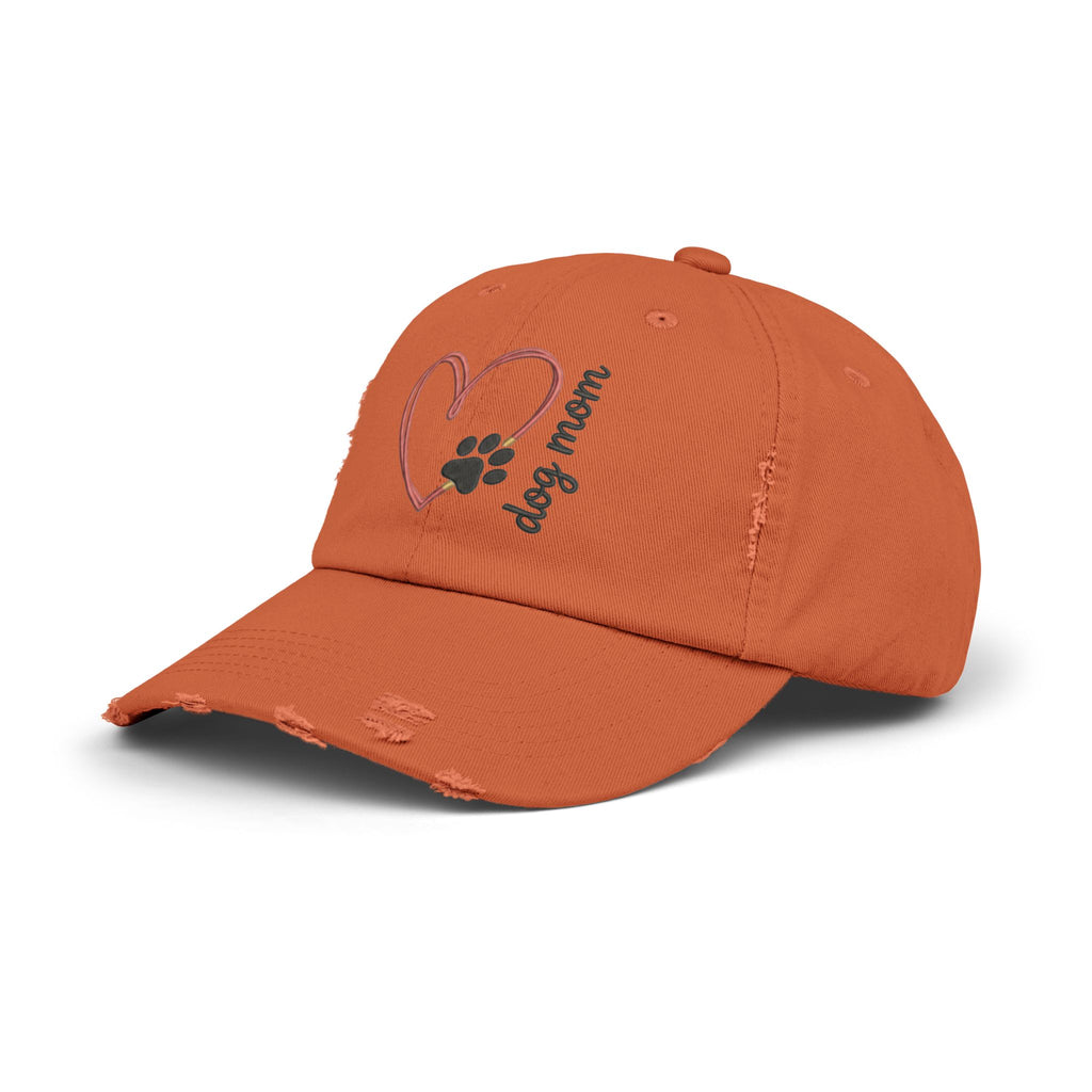 Dog Mom Distressed Cap — Heart & Paw Vintage Baseball Hat