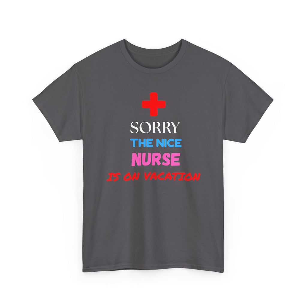 Sorry, the Nice Nurse Is on Vacation Funny Nurse T-Shirt