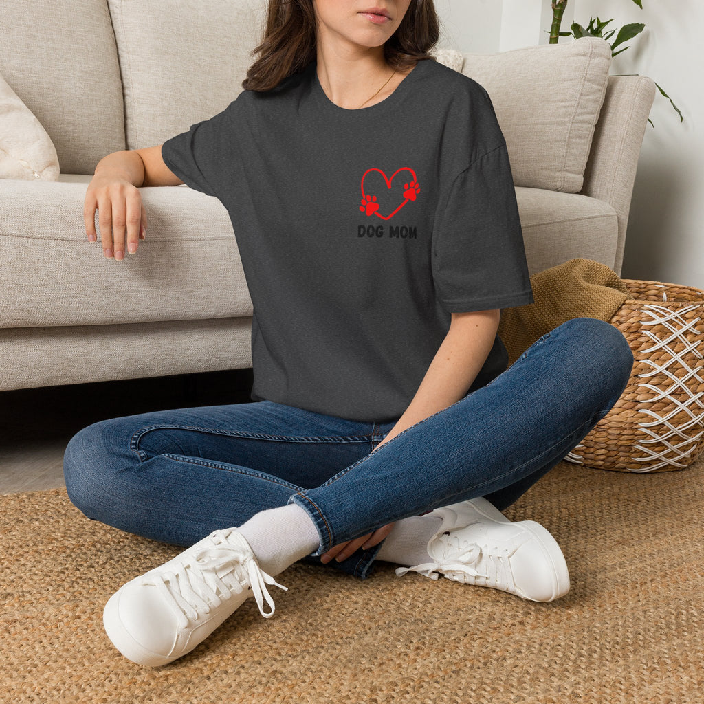 Dog Mom T‑Shirt — Heart Paw Print Tee for Pet Lovers