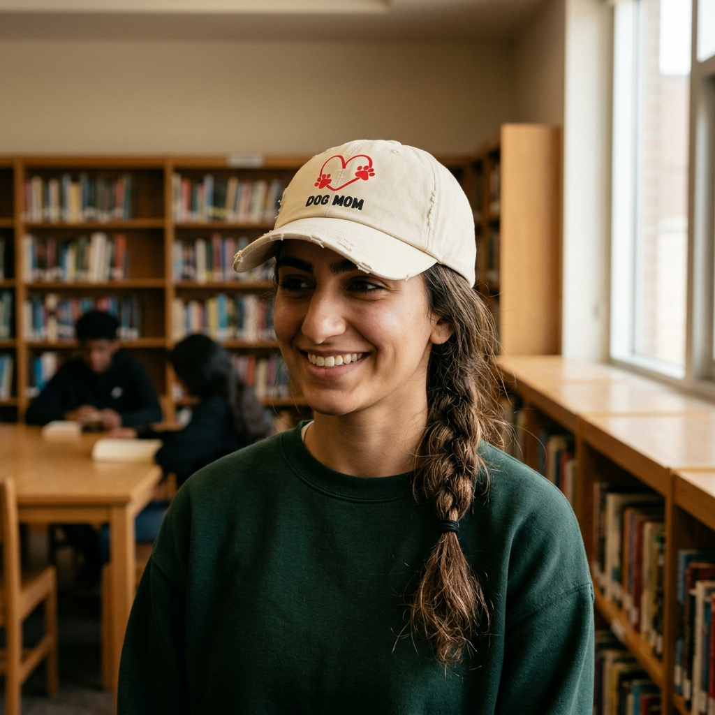 Dog Mom Distressed Cap - Heart Paw Baseball Hat