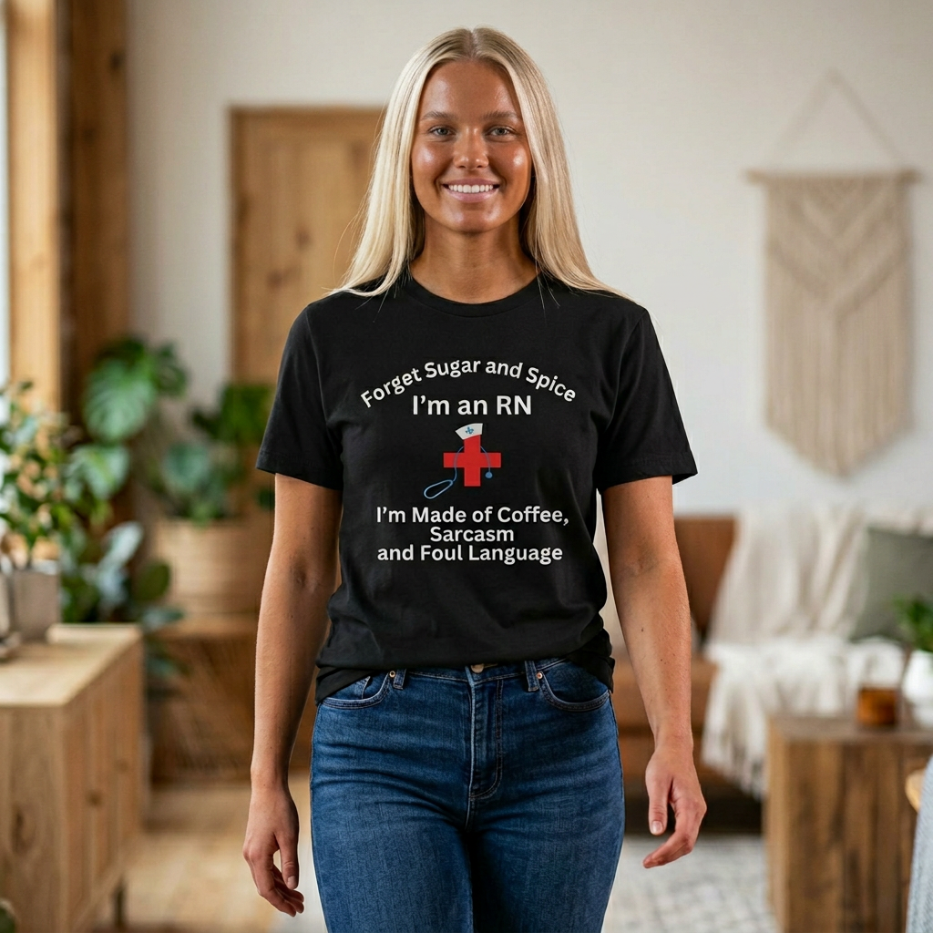 I’m an RN T‑Shirt — "Forget Sugar and Spice... I’m Made of Coffee, Sarcasm and Foul Language"