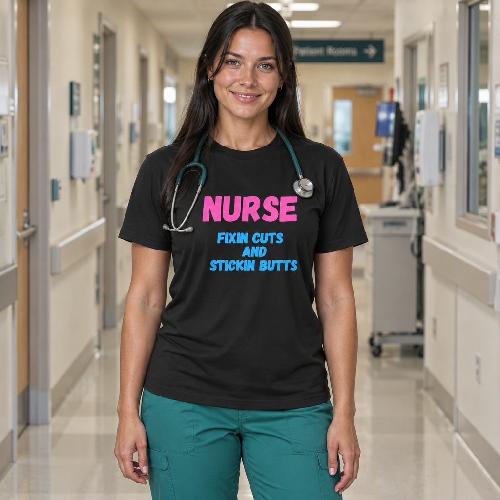 Nurse Fixin’ Cuts and Stickin’ Butts Graphic T-Shirt