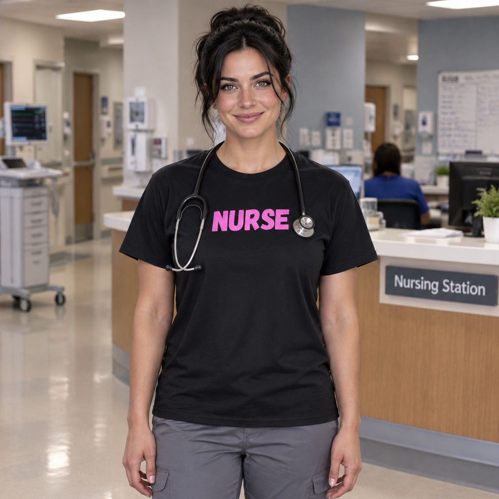 NURSE Pink Text T-Shirt