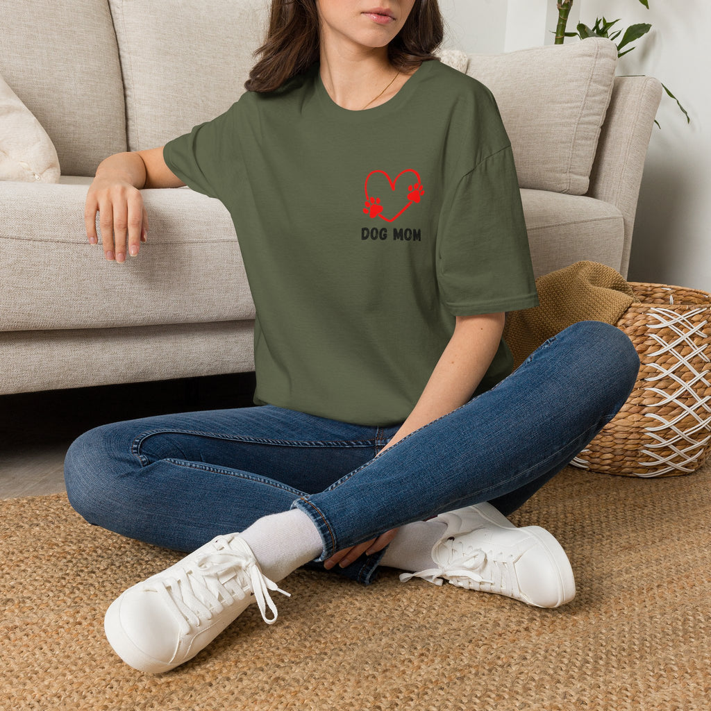 Dog Mom T‑Shirt — Heart Paw Print Tee for Pet Lovers