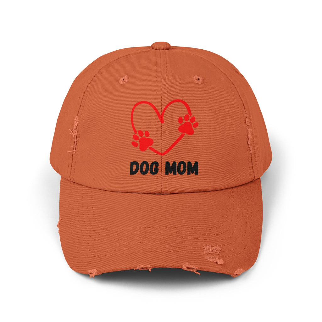 Dog Mom Distressed Cap - Heart Paw Baseball Hat