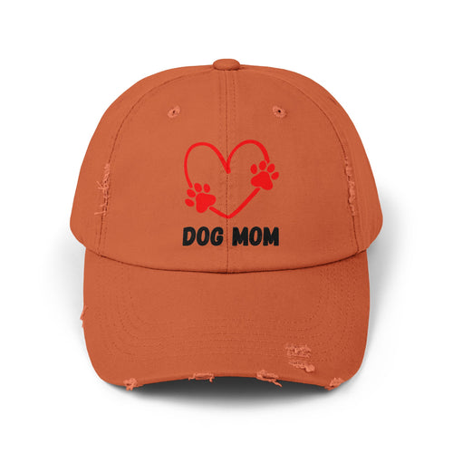 Dog Mom Distressed Cap - Heart Paw Baseball Hat