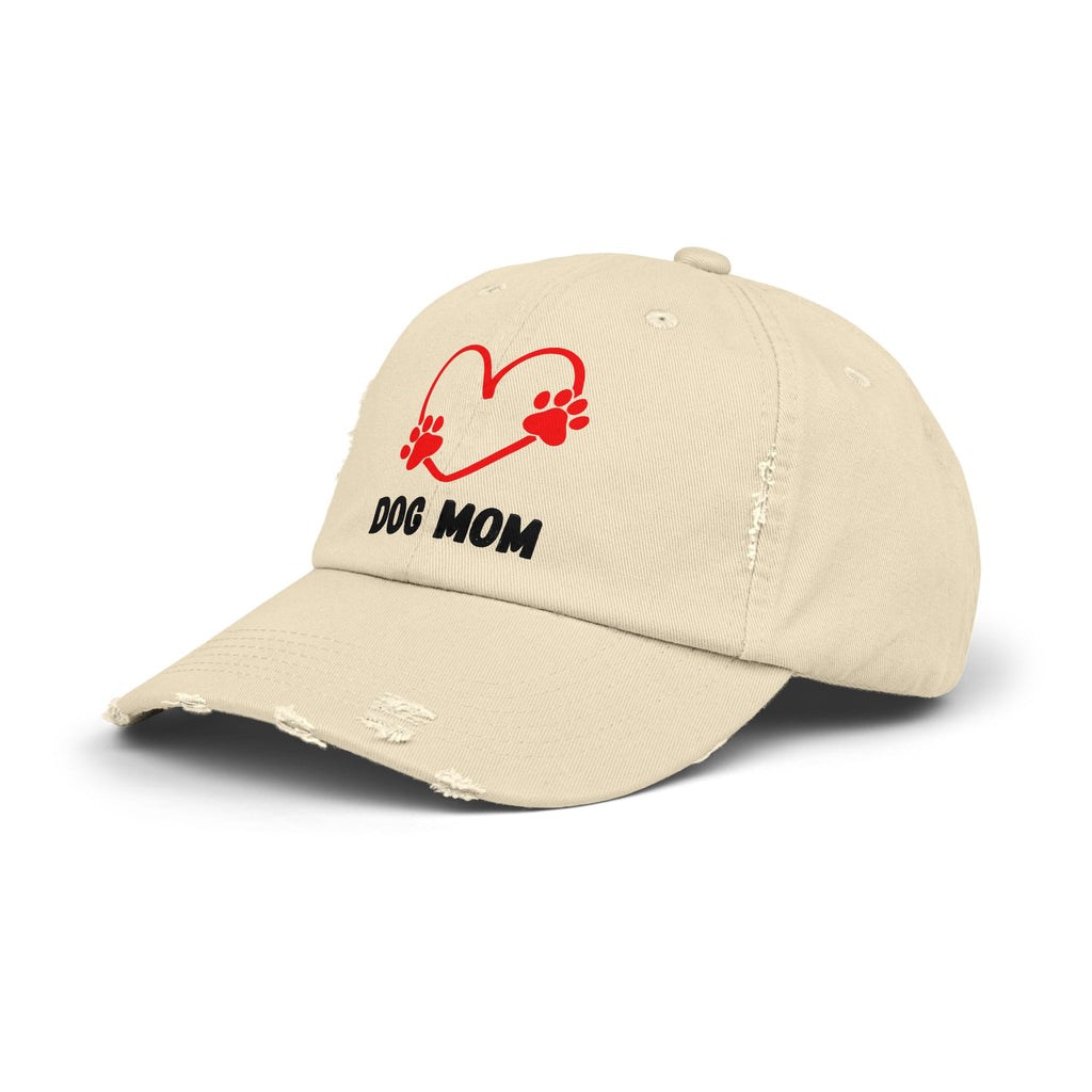 Dog Mom Distressed Cap - Heart Paw Baseball Hat