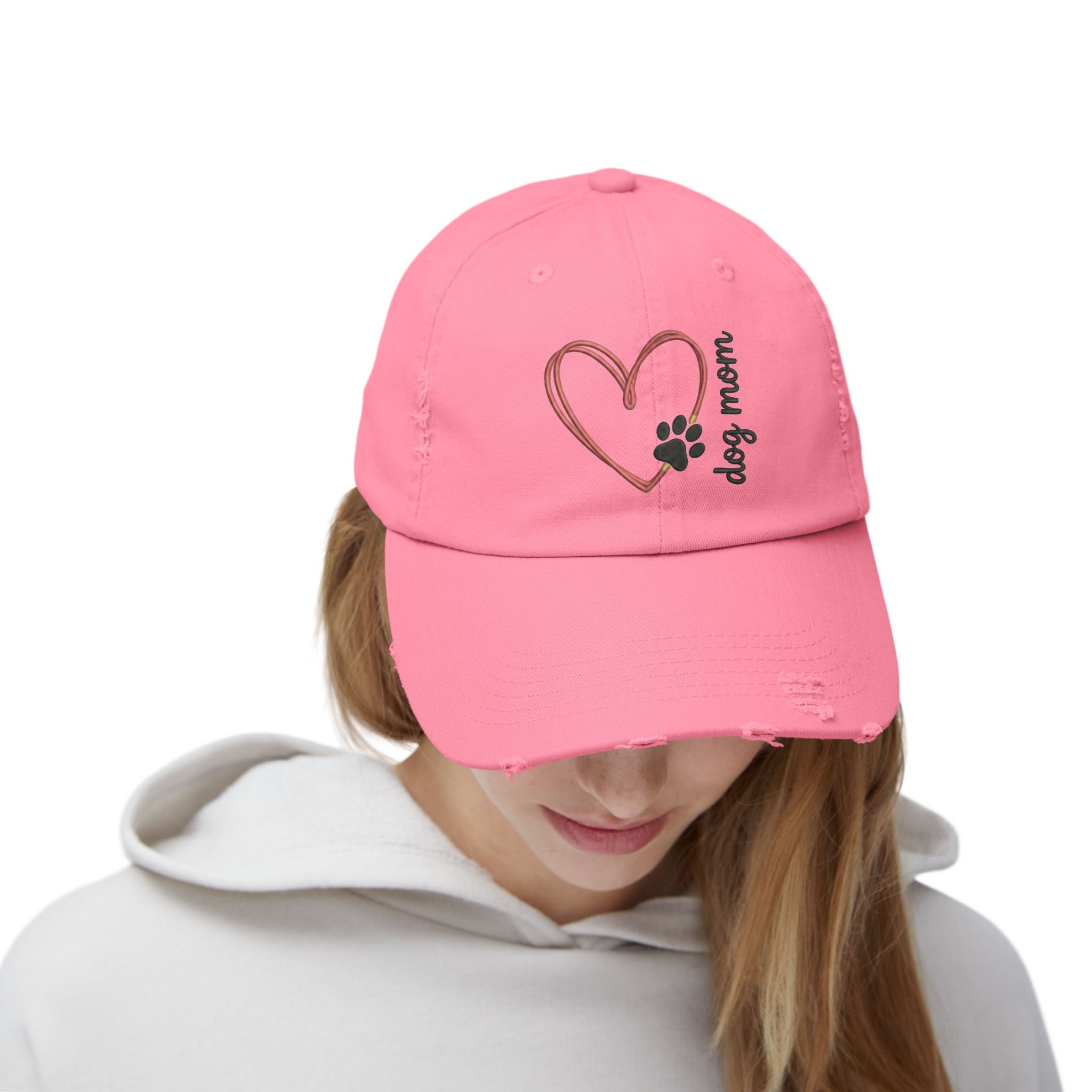 Dog Mom Distressed Cap — Heart & Paw Vintage Baseball Hat