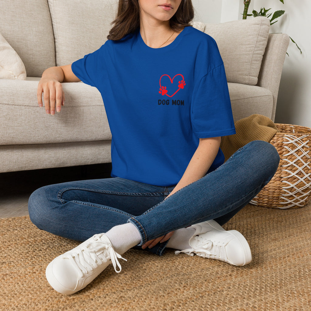 Dog Mom T‑Shirt — Heart Paw Print Tee for Pet Lovers