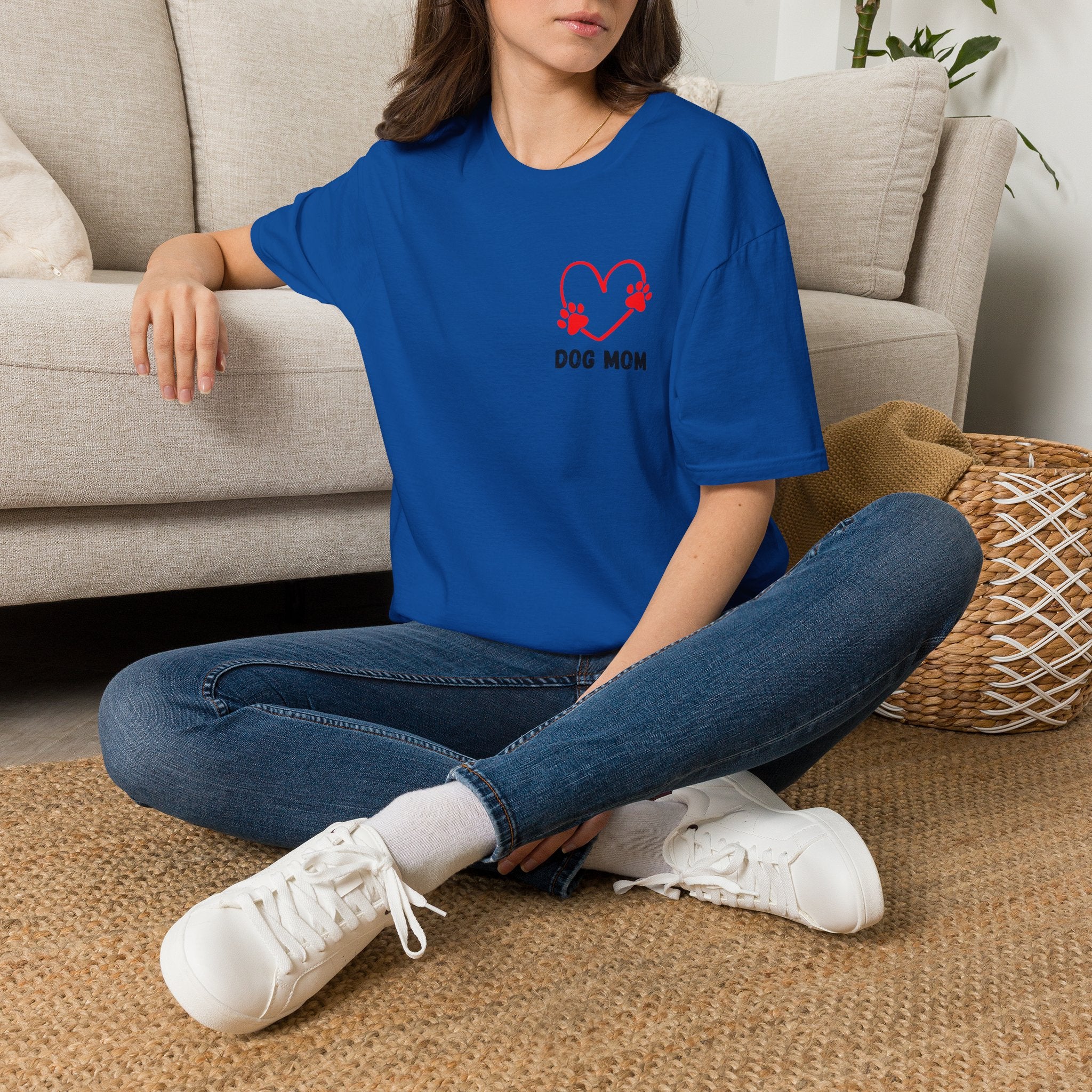 Dog Mom T‑Shirt — Heart Paw Print Tee for Pet Lovers