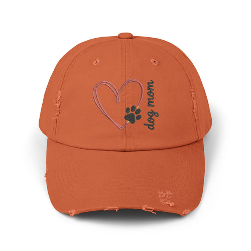 Dog Mom Distressed Cap — Heart & Paw Vintage Baseball Hat