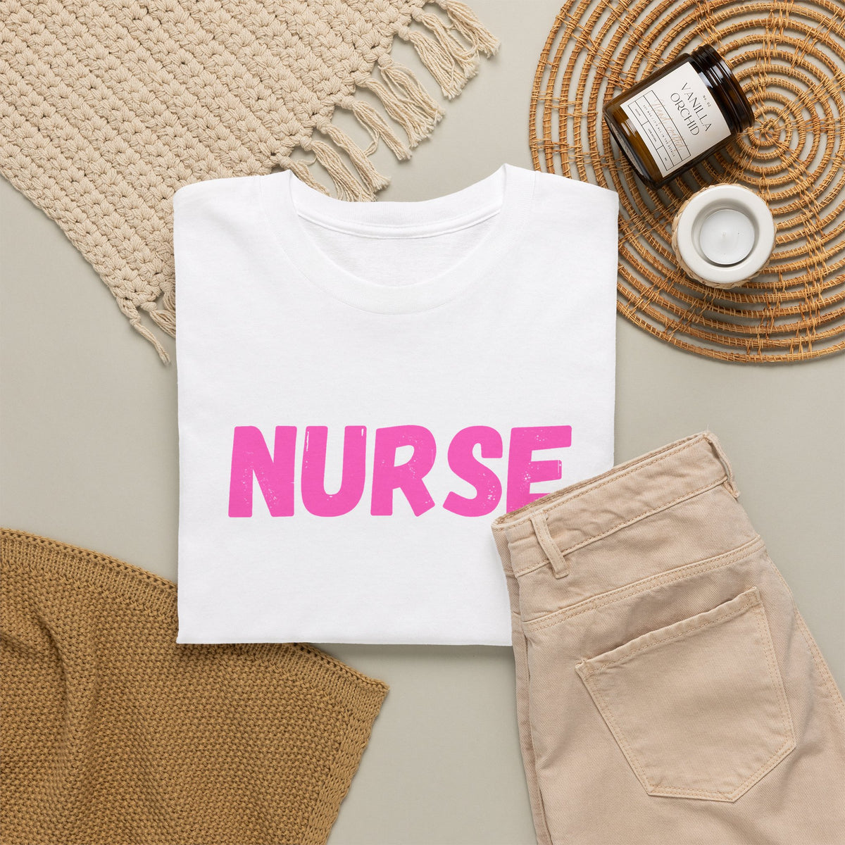 NURSE Pink Text T-Shirt