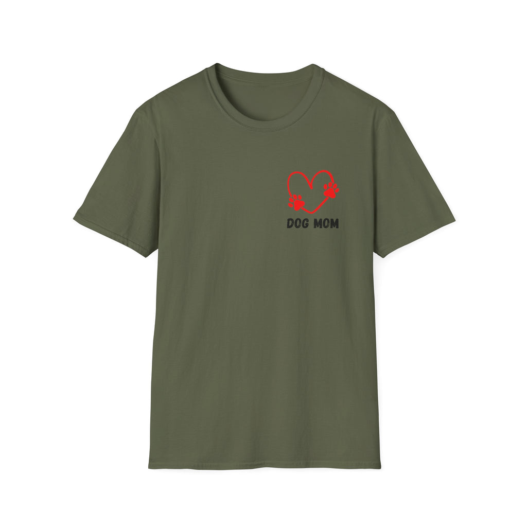 Dog Mom T‑Shirt — Heart Paw Print Tee for Pet Lovers