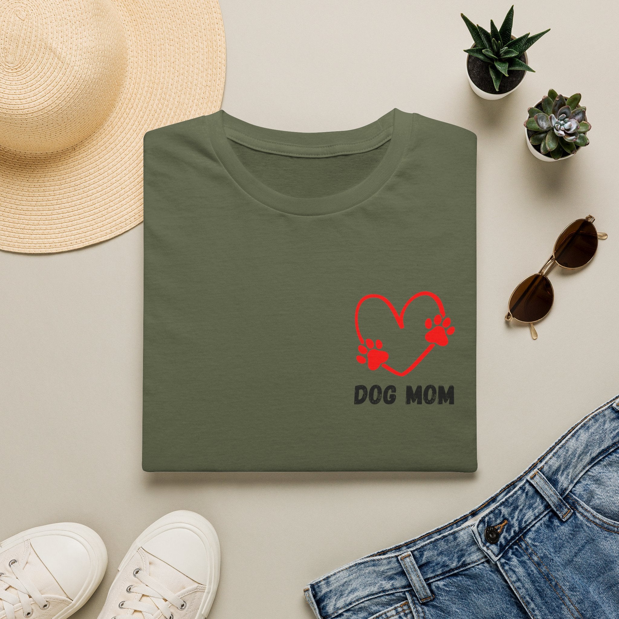 Dog Mom T‑Shirt — Heart Paw Print Tee for Pet Lovers