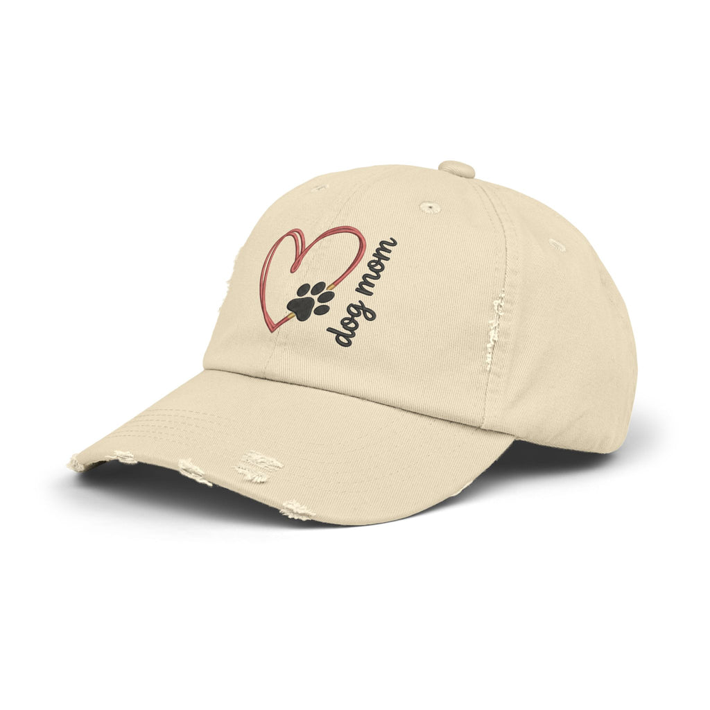 Dog Mom Distressed Cap — Heart & Paw Vintage Baseball Hat